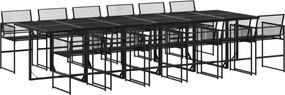 vidaXL Set mobilier de grădină, 13 piese, negru, poliratan
