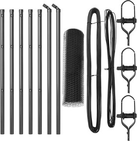 vidaXL Stâlp de gard. Gri 10 x 0,4 m (plasă de 25 mm) Oțel și PVC