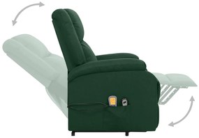 Fotoliu masaj rabatabil vertical, verde inchis, material textil 1, Morkegronn