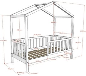 Pat copii Vipack PENTRU COPII MICI DALLAS 70 X 140 CM NATURAL