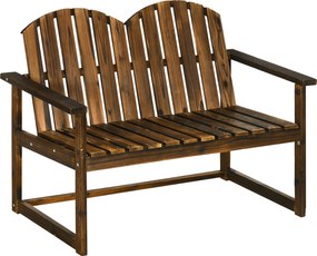 Outsunny Bancă de grădină pentru 2 persoane, design rustic, lemn de pin, 114x63x86 cm | Aosom Romania