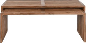 Set 2 măsuțe de cafea dreptunghiulare din lemn de tec, maro, cu blat din lamele, finisaj natural, 50 x 118 x 64 cm, „Selvar” – Ethnic Collections