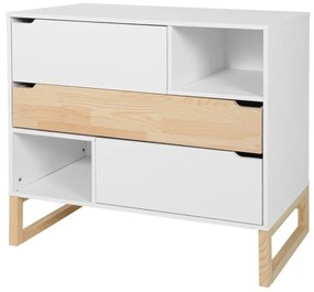 Comoda Tatam alb/pin cu 3 sertare
