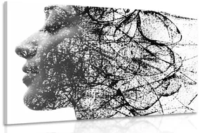 Tablou femeie cu elemente abstracte