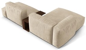 Colțar modular bej cu tapițerie din catifea (cu colț pe partea stângă/cu șezlong) Martina – Micadoni