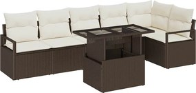 vidaXL Set de canapele pentru grădină 7 pcs Maro Rattan poli