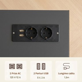 HOMCOM Dulap pentru Imprimantă cu 4 Roți, 3 Sertare, 2 Rafturi Deschise și Orificiu pentru Cablu, 80x40x65,5 cm, Negru | Aosom Romania