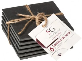 Set 6 suporturi pentru protectie, ardezie, gri, 10 x 10 cm
