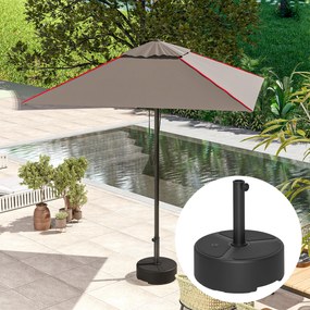 Outsunny Suport umbrelă din HDPE umplabil 18kg/20kg cu nisip/apă, rotund Negru | Aosom Romania