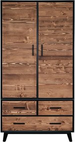 Dulap lemn masiv Timeless 3 Sertare 2 Uși Negru, 100 × 55 × 200 cm