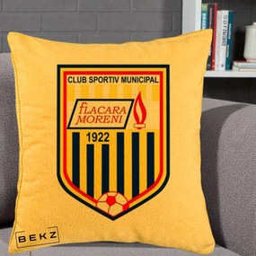 Perna Personalizata CSM Flacara Moreni 1922 Fotbal, 40x40 cm, Galben, Husa Detasabila, Perna Inclusa, BEKZ®