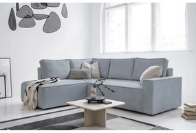 Colțar gri deschis extensibil cu tapițerie din catifea reiată (cu colț pe partea stângă ) Brave Dave – Miuform