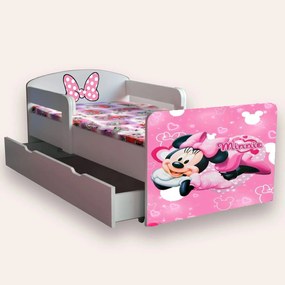Pat pentru fete Minnie Mouse cu manere Mare 2-12 ani Cu sertar Cu saltea CMG46495425266004