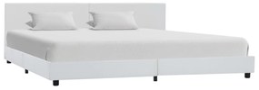 vidaXL Cadru de pat, alb, 180x200 cm, piele ecologică