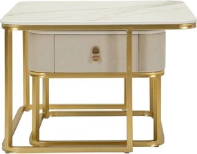 Măsuțe de cafea crem-aurii 2 buc. cu aspect de marmură 50x70 cm Beauty – Mauro Ferretti