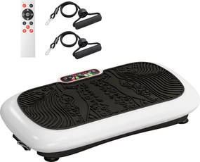 Placă vibratoare HOMCOM cu 99 trepte, 2 benzi fitness 73 x 40 x 13cm Alb+Negru | Aosom Romania