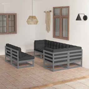 3076656 vidaXL Set mobilier de grădină cu perne, 7 piese, lemn masiv de pin