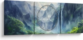 Tablou - Valea cascadelor (cu ceas) (90x30 cm)