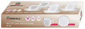 Set cesti cafea 12 piese, opal, alb cu auriu, 220 ml Kinghoff KH-1930