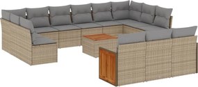vidaXL Set canapele de grădină, 14 piese, cu perne, bej, poliratan