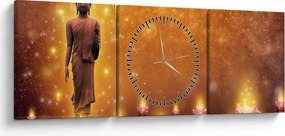 Tablou - Buddha în sclipici auriu (cu ceas) (90x30 cm)