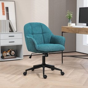 HOMCOM Scaun Home Office, Scaun de Birou Reglabil pe Înălțime cu Roți Pivotante pentru Studiu, Dormitor, 63x66x86-96 cm, Verde închis | Aosom Romania