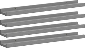 vidaXL Rafturi de perete, 4 buc., gri, 60x9x3 cm