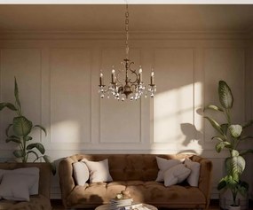 Candelabru 6 brate din alama si cristal Venezia