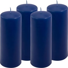 Set de lumânări pilon, 20 cm, Ø 7,5 cm, albastru, 4 buc