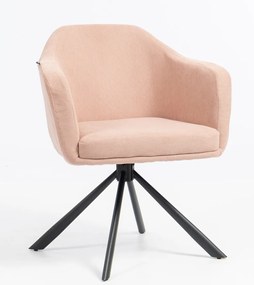 HR832 BAZĂ STEA Scaun Catifea Reiată Premium culoare Roz prăfuit Litchi cu Bază Neagră