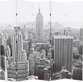 vidaXL Paravan cameră pliabil, 200x170 cm, New York pe zi, alb/negru