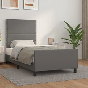3125480 vidaXL Cadru de pat cu tăblie, gri, 80x200 cm, piele ecologică