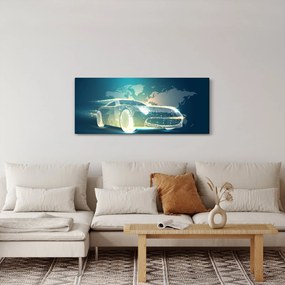 Tablou - Mașină din forme geometrice (120x50 cm)