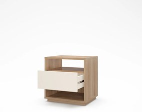 Noptieră crem/în culoare naturală cu aspect de lemn de stejar Dennis – Marckeric
