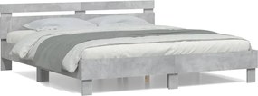 vidaXL Cadru de pat cu tăblie gri beton 160x200 cm lemn prelucrat