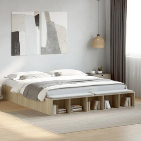 vidaXL Cadru de pat, stejar sonoma, 200x200 cm, lemn prelucrat