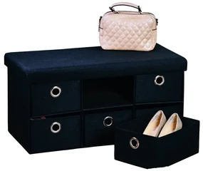 Kesper 15954 Comodă tapițată cu 6 sertare, negru,76 x 38 x 38 cm