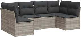vidaXL Set canapele de grădină cu perne, 6 piese gri deschis poliratan