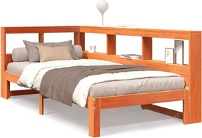 vidaXL Pat bibliotecă fără saltea maro ceruit 75x190 cm lemn masiv pin