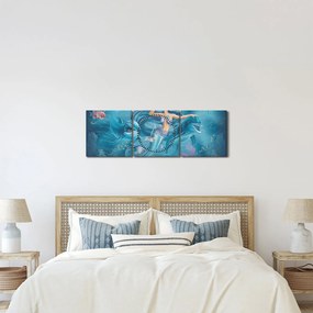 Tablou - Sirenă cu delfini (cu ceas) (90x30 cm)