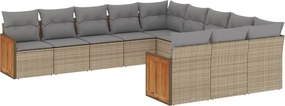 vidaXL Set canapele de grădină cu perne, 11 piese, bej, poliratan
