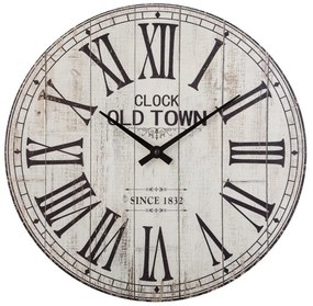 Ceas de perete din lemn cu cifre romane, ceas stil vechi, Ø 38 cm