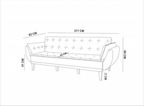 Canapea Extensibilă cu 3 Locuri Fiona, 214 x 81 x 81 cm, Gri Inchis