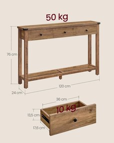 MAM13 - Masa Consola, 120 cm, masuta hol, living, dining, dormitor - Maro / Alb antichizat