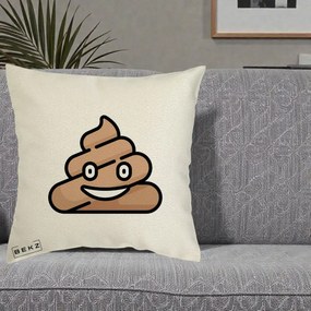 Perna Decorativa Emoji Poop Funny, 40x40 cm, Ecru, Husa Detasabila, Perna Inclusa, BEKZ®