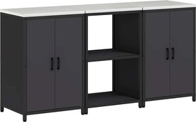 vidaXL Set de depozitare pentru bucătărie cu raft cu ușă 3 pcs Negru