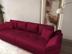 Canapea extensibilă dumonde cu ladă de depozitare si sezut confortabil din spuma high-density, Berlin Zoom Red 300x100 cm