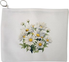 Portfard Cosmetice tip Plic, model Daisy Bouquet, 23x18 cm, Alb, BEKZ®