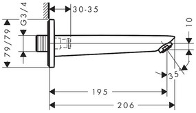 Pipa de umplere pentru cada, Hansgrohe, Logis, crom