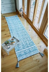 Covor din bumbac Flair Rugs Leela, 60 x 200 cm, bej - albastru